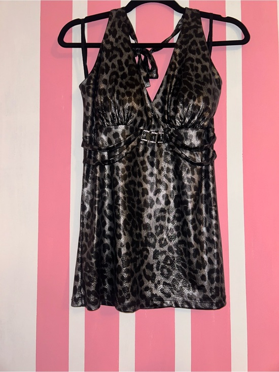 Jl Tops - Leopard Print Metallic Halter Top